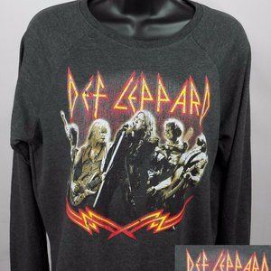 Def Leppard Shirt Women's Medium Gray Long Sleeve